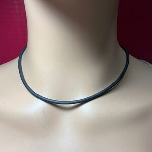 PAULA Sterling Silver Clasp Leather / Rubber Cord Necklace. 18 inches long
